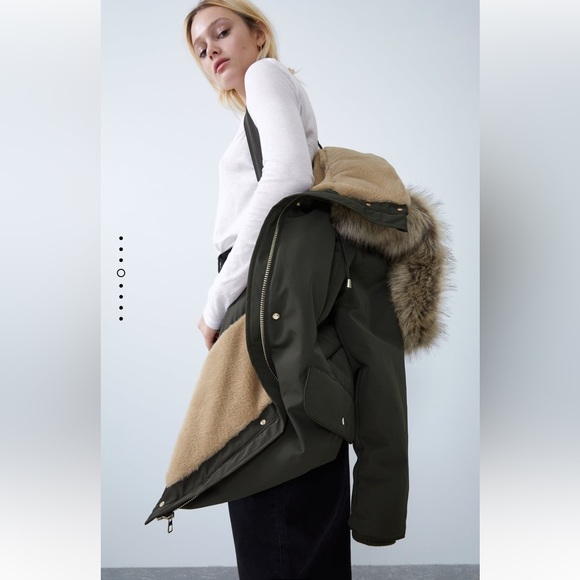 Zara Sorona DuPont thermal fill puffer coat parka jacket “NO faux fur” Black XS - Picture 9 of 16